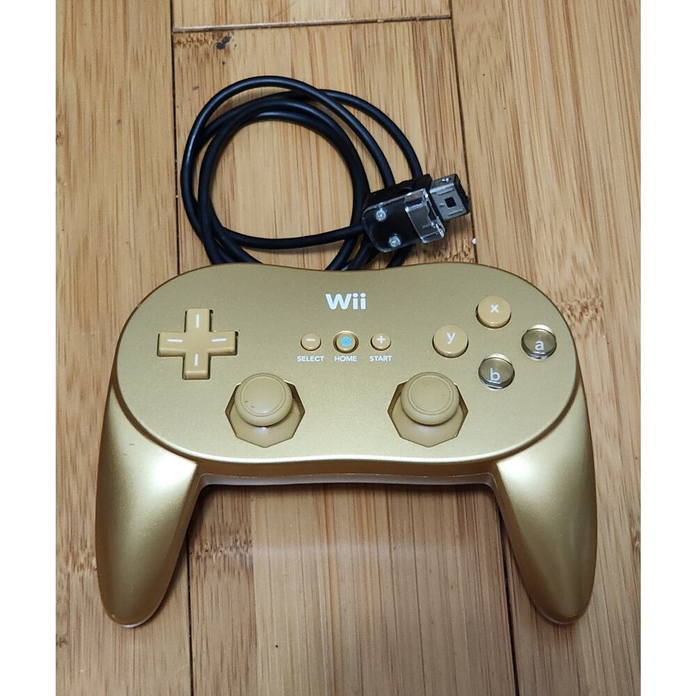 Nintendo Wii Classic Pro Controller Gold Authentic OEM Tested Works RVL-005(02)
